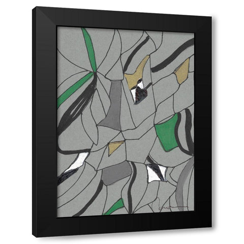 Abstract Grey and Green Black Modern Wood Framed Art Print by Carroccio, Lisa