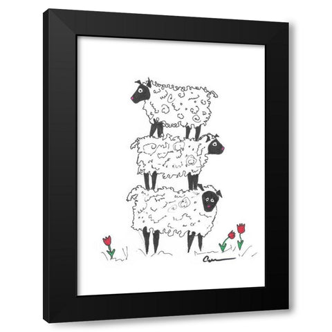 Stacked Sheep  Black Modern Wood Framed Art Print by Carroccio, Lisa