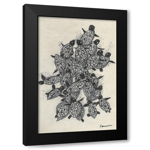 Turtles on the Beach Black Modern Wood Framed Art Print with Double Matting by Carroccio, Lisa