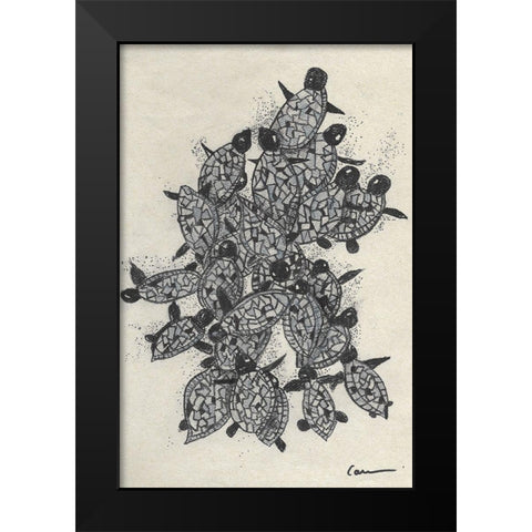 Turtles on the Beach Black Modern Wood Framed Art Print by Carroccio, Lisa