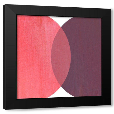 Abstract Circles Red Black Modern Wood Framed Art Print with Double Matting by Inuit