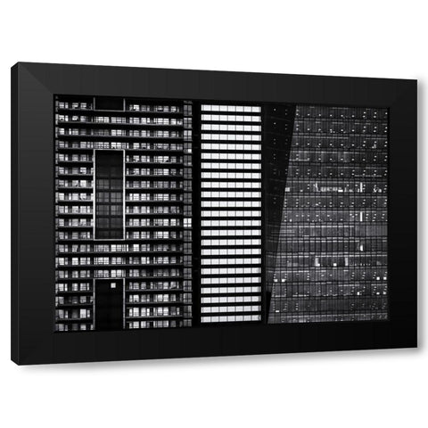 Black and White Buildings Black Modern Wood Framed Art Print with Double Matting by Carson, Brian