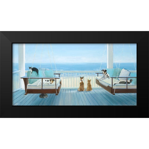Hanging Out Black Modern Wood Framed Art Print by Saxe, Carol