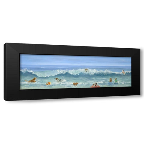 Beach Dogs Black Modern Wood Framed Art Print by Saxe, Carol