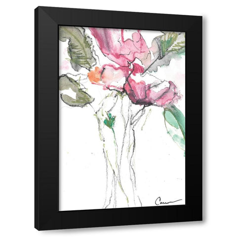 Flower Bouquet Black Modern Wood Framed Art Print by Carroccio, Lisa