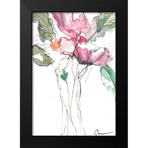 Flower Bouquet Black Modern Wood Framed Art Print by Carroccio, Lisa