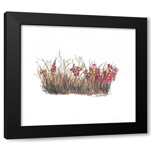 Flower Garden Black Modern Wood Framed Art Print by Carroccio, Lisa