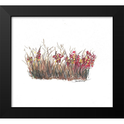 Flower Garden Black Modern Wood Framed Art Print by Carroccio, Lisa