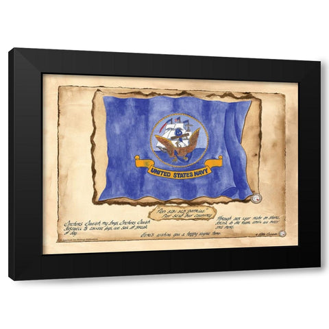 Navy Flag USA Black Modern Wood Framed Art Print with Double Matting by Alexander, Natalie