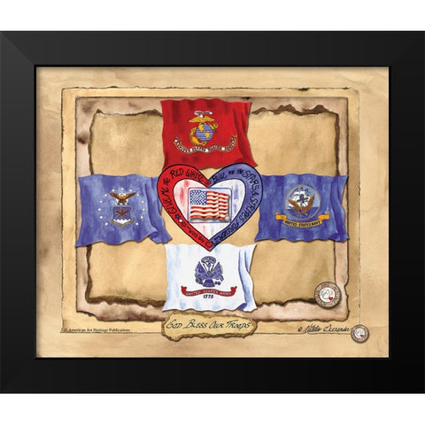 God Bless Our Troops Black Modern Wood Framed Art Print by Alexander, Natalie