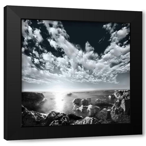 Ocean Seaside II Black Modern Wood Framed Art Print with Double Matting by Anonymous