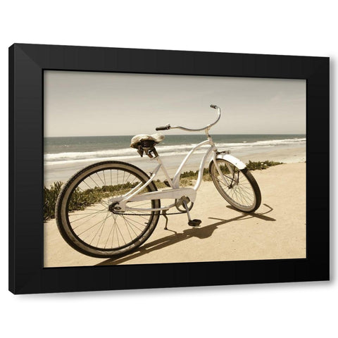 Beach Bike  Black Modern Wood Framed Art Print with Double Matting by Anonymous