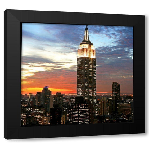 Empire State Evening Black Modern Wood Framed Art Print by Anonymous