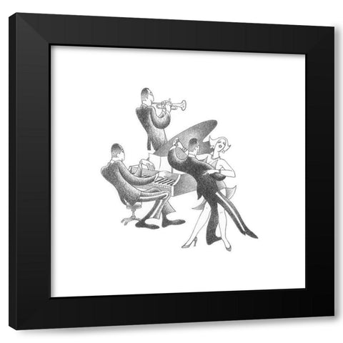 Lets Dance Black Modern Wood Framed Art Print with Double Matting by Vilar, Roger