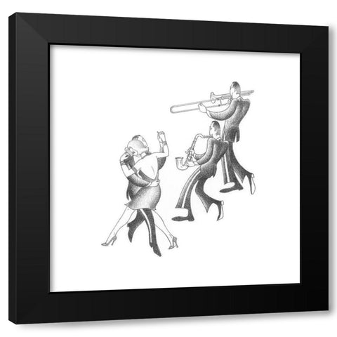 Swing to the Music Black Modern Wood Framed Art Print with Double Matting by Vilar, Roger