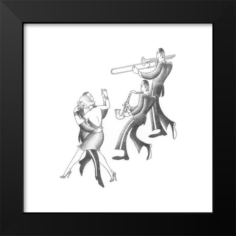 Swing to the Music Black Modern Wood Framed Art Print by Vilar, Roger