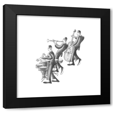 Cuban Trio Black Modern Wood Framed Art Print with Double Matting by Vilar, Roger