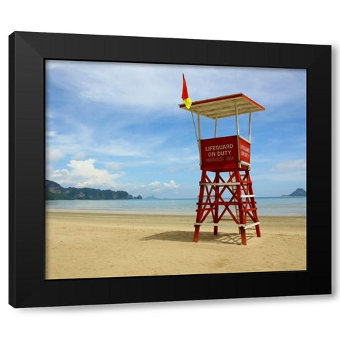 Lifeguard Observation Tower, Color Black Modern Wood Framed Art Print by Anonymous