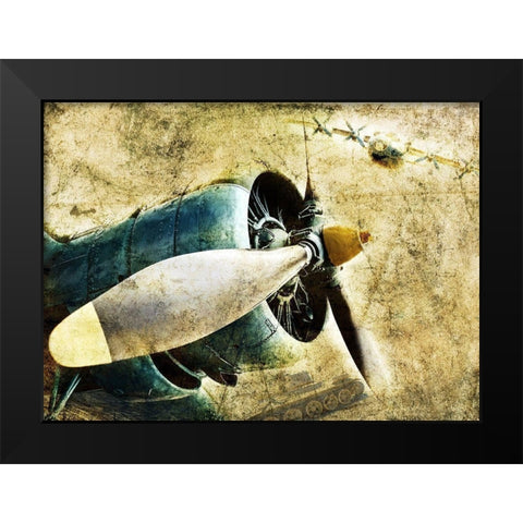 Vintage Plane II Black Modern Wood Framed Art Print by Anonymous