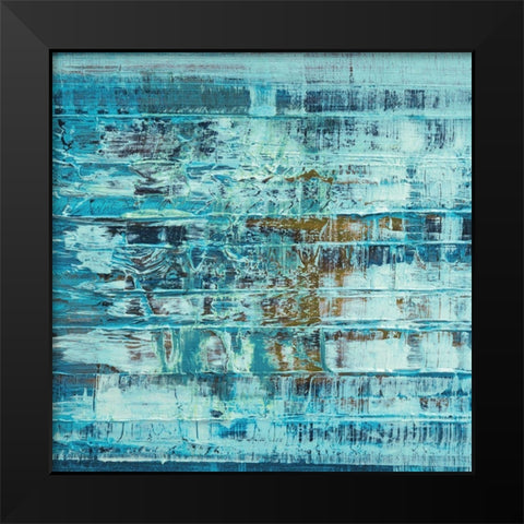 Turquoise Abstract Black Modern Wood Framed Art Print by Anonymous