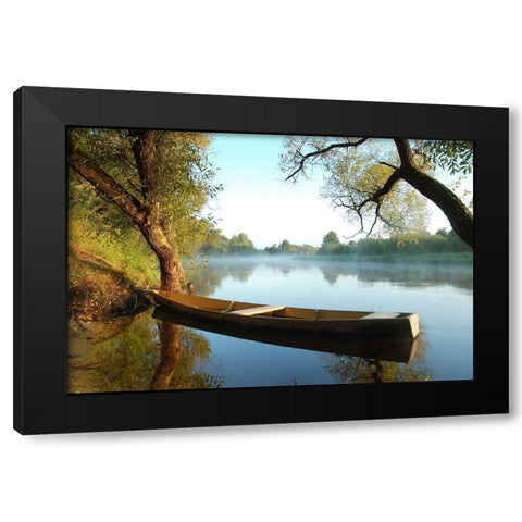 Tranquil Morning, Color Black Modern Wood Framed Art Print by Anonymous