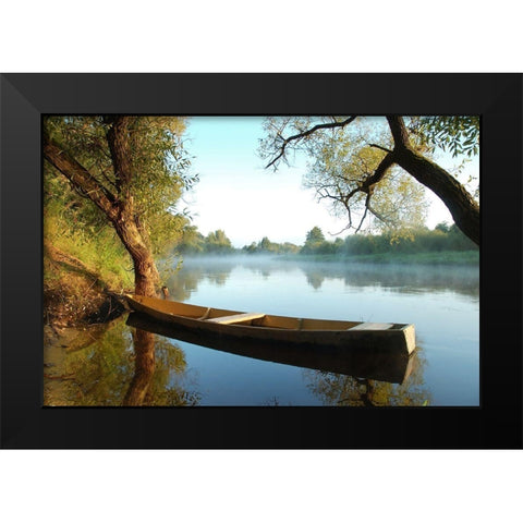 Tranquil Morning, Color Black Modern Wood Framed Art Print by Anonymous