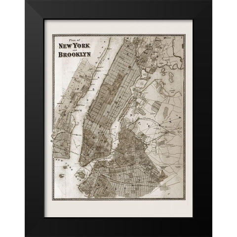 The Plan of New York and Brooklyn, 1867 Black Modern Wood Framed Art Print by Anonymous