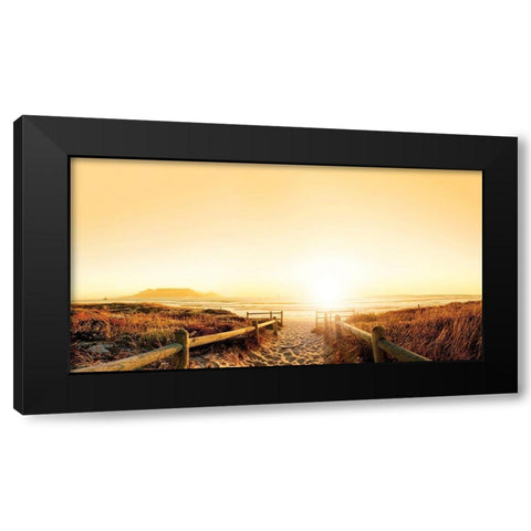 Sunset Beach Path Black Modern Wood Framed Art Print with Double Matting by Anonymous