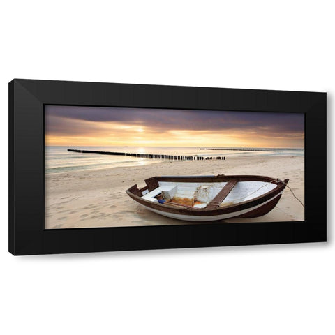 Coastal Panorama Black Modern Wood Framed Art Print with Double Matting by Anonymous
