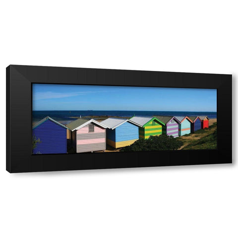 Colorful Bathing Boxes Black Modern Wood Framed Art Print by Mackenzie, R.