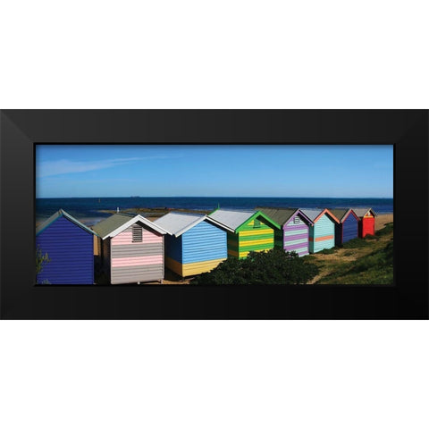 Colorful Bathing Boxes Black Modern Wood Framed Art Print by Mackenzie, R.