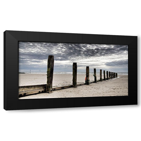 Post Row at Beach Black Modern Wood Framed Art Print by Adrian Z