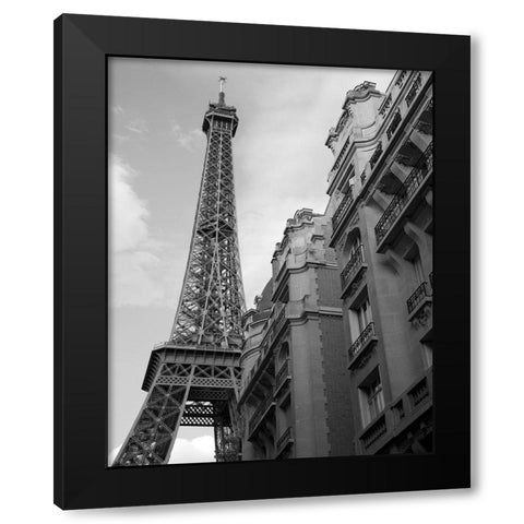 Approaching the Eiffel Tower Black Modern Wood Framed Art Print by Anonymous
