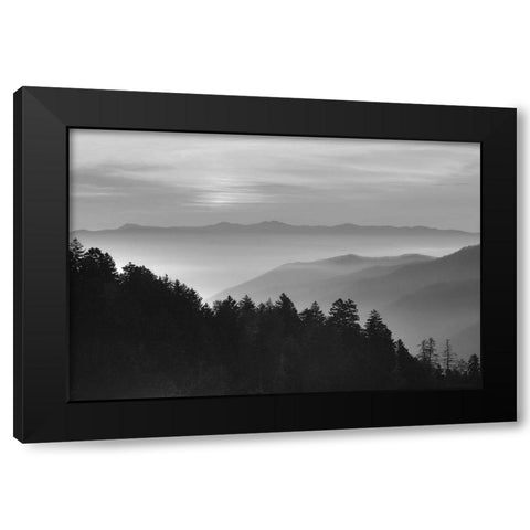 Smoky Mountains Black Modern Wood Framed Art Print by Anonymous