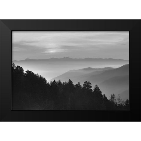 Smoky Mountains Black Modern Wood Framed Art Print by Anonymous