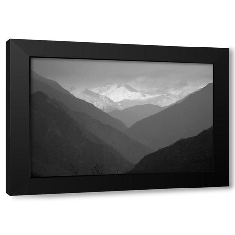 Valley Silhouette Black Modern Wood Framed Art Print with Double Matting by Anonymous