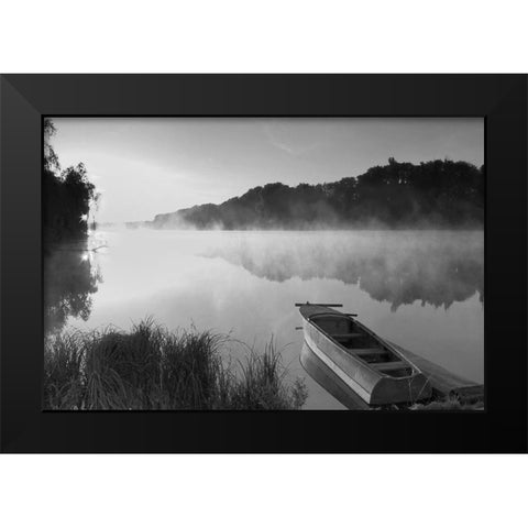 Fishermans Cove Black Modern Wood Framed Art Print by Anonymous
