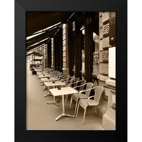 Cafe Under the Canopy Black Modern Wood Framed Art Print by Anonymous