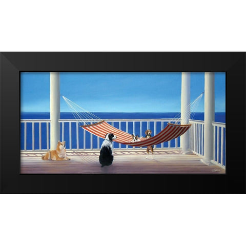 Porch Hammock Tails Black Modern Wood Framed Art Print by Saxe, Carol