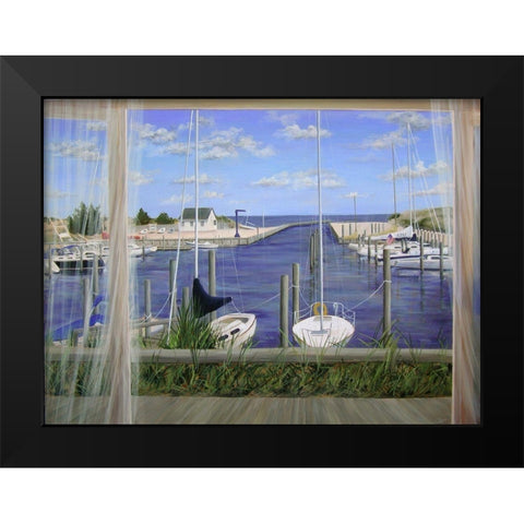 View on Deon Harbor Black Modern Wood Framed Art Print by Saxe, Carol