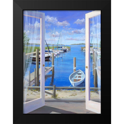 Port Deck Black Modern Wood Framed Art Print by Saxe, Carol