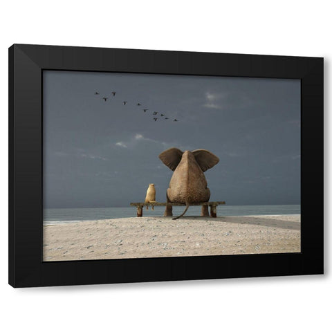 Togetherness Black Modern Wood Framed Art Print with Double Matting by Anonymous