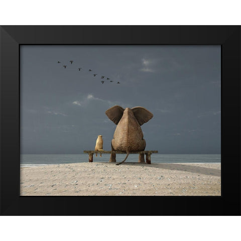 Togetherness Black Modern Wood Framed Art Print by Anonymous