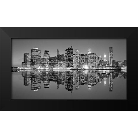 Downtown Lights Black Modern Wood Framed Art Print by Mortula