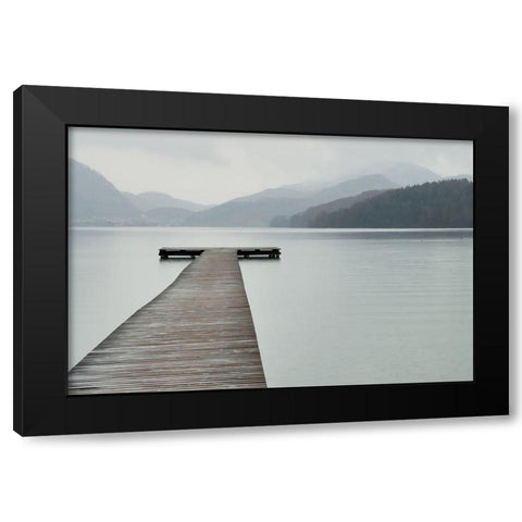 Solitude at the Pier Black Modern Wood Framed Art Print with Double Matting by Anonymous