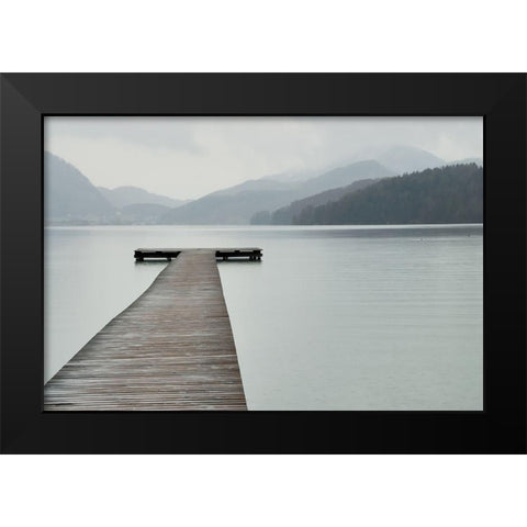 Solitude at the Pier Black Modern Wood Framed Art Print by Anonymous