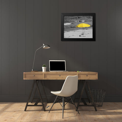 Sunny Umbrella Black Modern Wood Framed Art Print by Turek, Eve