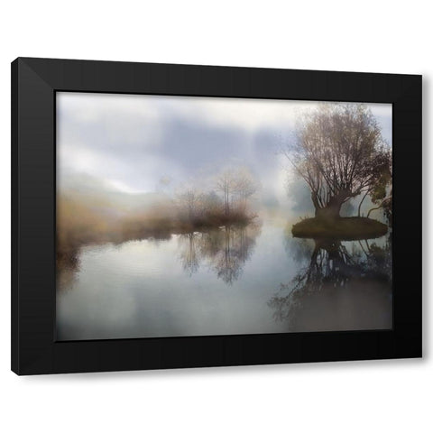 Lake Sunrise Black Modern Wood Framed Art Print by German, Neil