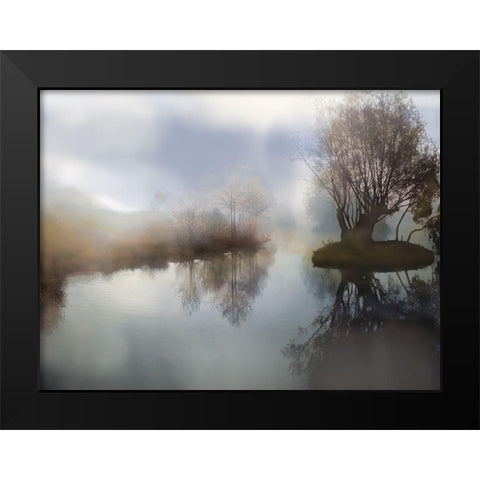 Lake Sunrise Black Modern Wood Framed Art Print by German, Neil