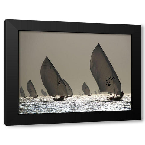 Sailboat Silhouette Black Modern Wood Framed Art Print by Haider, Y.
